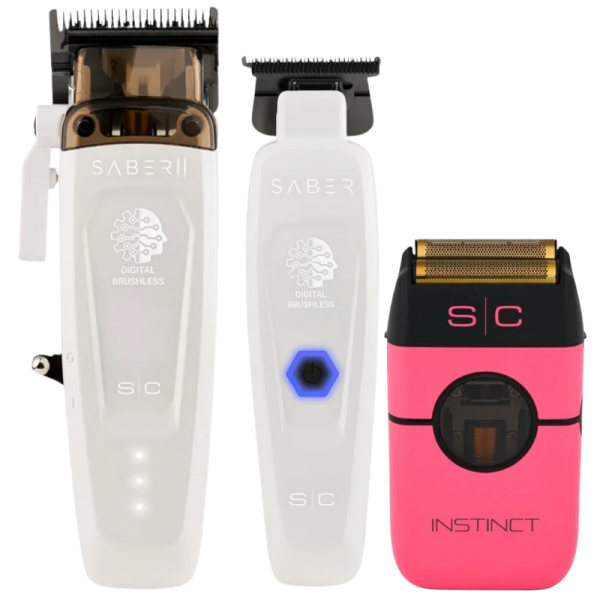 StyleCraft Saber White Combo + Instinct Metal Shaver Pink