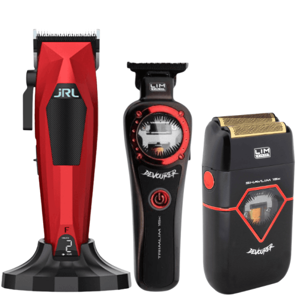 Kit Barbero Profesional JRL 3000C-E/F Roja + LIM Hair Devourer Trimmer + Shaver