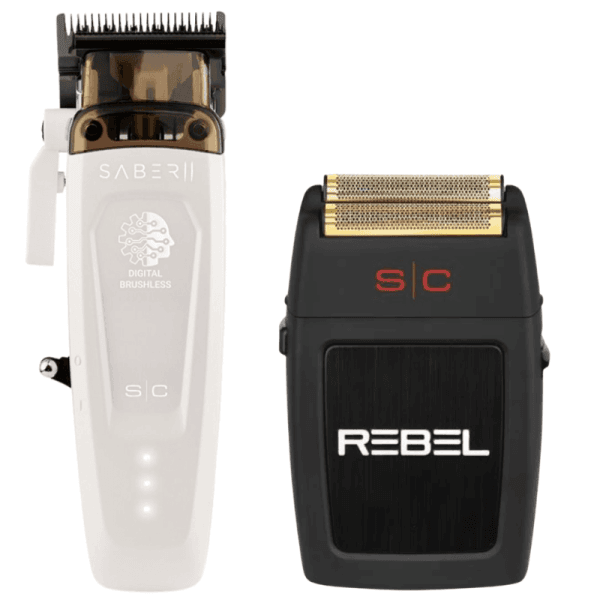 Kit StyleCraft Saber 2.0 White Clipper + Rebel Shaver Profesional