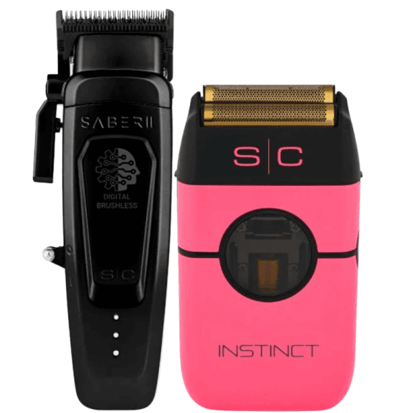 StyleCraft Saber 2.0 Black Clipper + Instinct Metal Shaver Pink Profesional