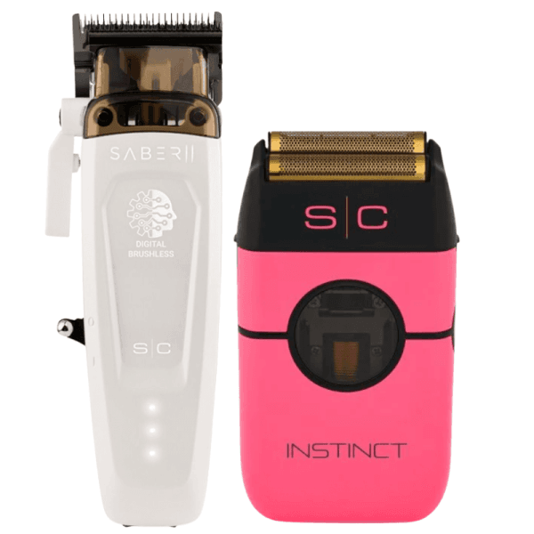 StyleCraft Saber 2.0 White Clipper y Instinct Metal Shaver Pink